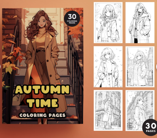 Anime AUTUMN TIME coloring book