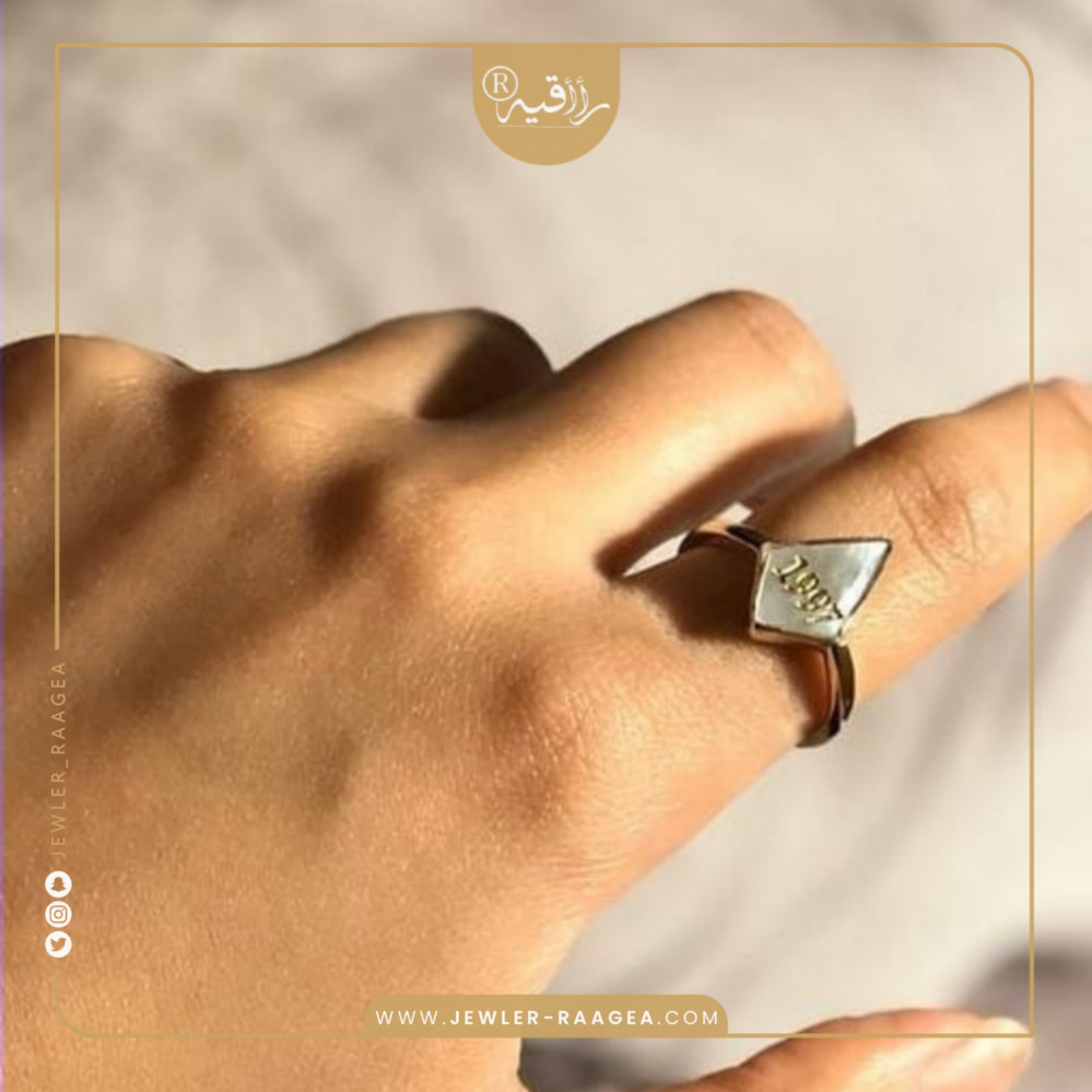خاتم برندو تاريخ فضه عيار 925 - تصميم انيق حسب طلبك