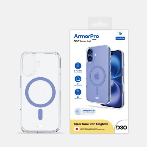 كفر ايفون 16 شفاف ماج سيف ازرق D3O من ARMORPRO