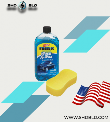 منظف رين إكس عالي الرغوة مع شمع الغسيل للسيارات واسفنجة تنظيف السيارة |  Rain X High Foaming Car Wash And Wax Cleaning Foam & Car Cleaning Sponge