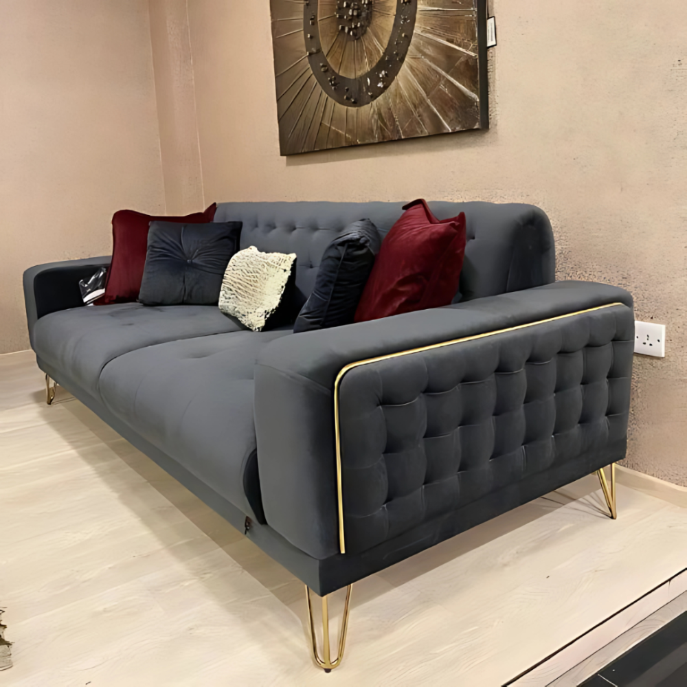 روبينو أريكة غرفة المعيشة تتسع لـ 3 أشخاص - رمادي غامق