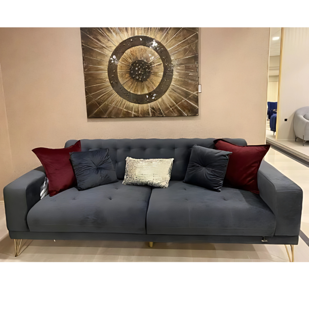 روبينو أريكة غرفة المعيشة تتسع لـ 3 أشخاص - رمادي غامق