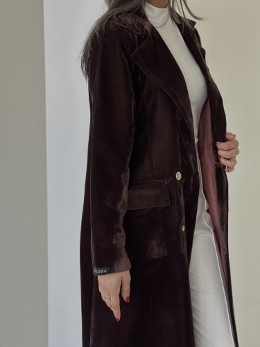 BROWN VELVET BLAZER ABAYA