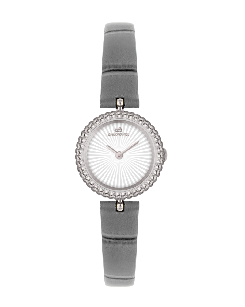 ساعة نسائية ماركة دايموند هيل موديل فضي جلد رمادي BJ170185L