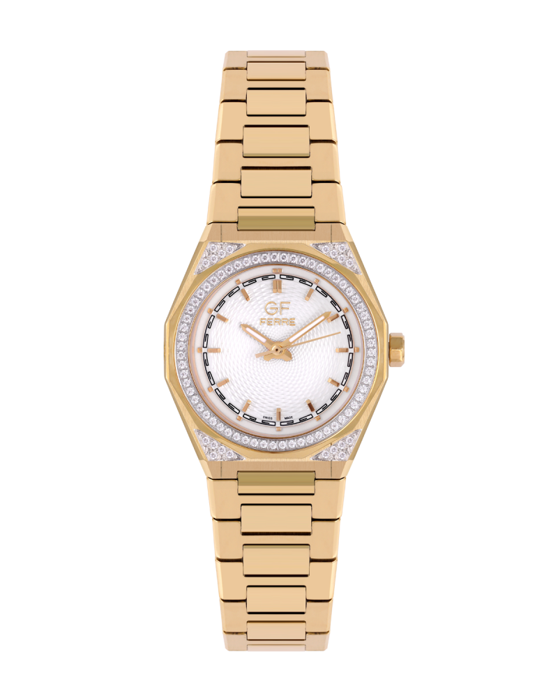 ساعة الماس نسائية ماركة جي اف فيرري ذهبي GF170170L