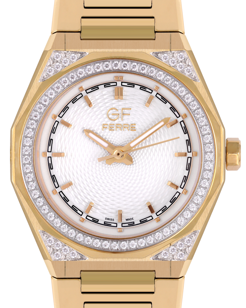 ساعة الماس نسائية ماركة جي اف فيرري ذهبي GF170170L