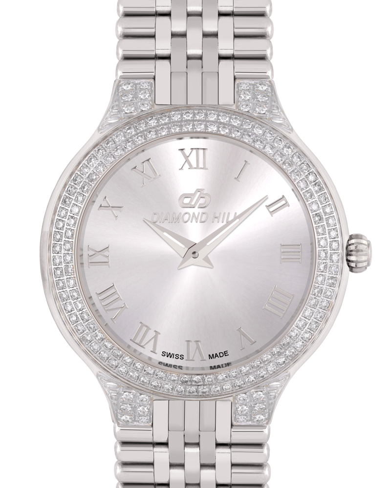 Diamond Hill Men's Diamond Watch, Silver with Black Strap, Model