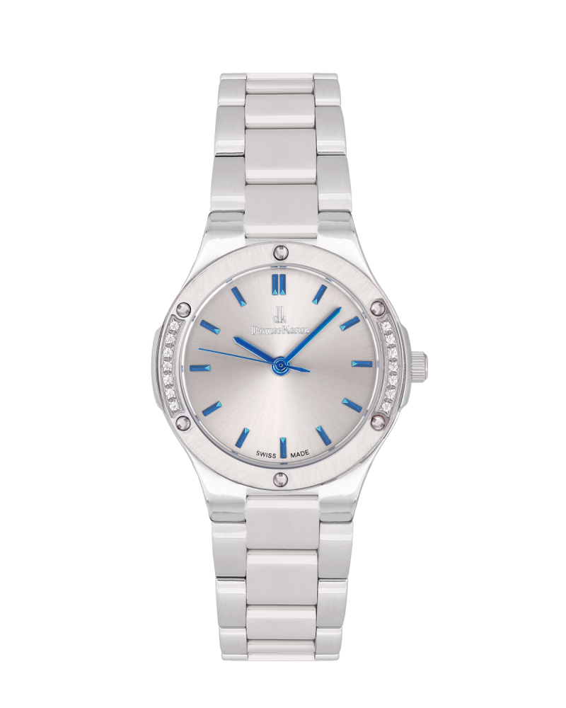 ساعة الماس نسائية صناعة سويسرية  ماركة دي كي فضي ذهبي مينا فضي موديل CZ3218