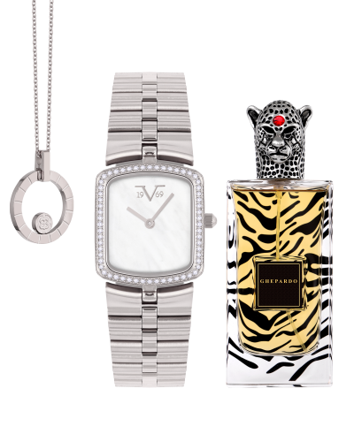 طقم يوم الأم ساعة ماركة V19.69 + عطر باودر + تعليق...