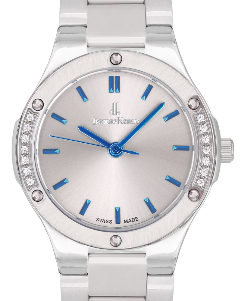 ساعة الماس نسائية صناعة سويسرية  ماركة دي كي فضي ذهبي مينا فضي موديل CZ3218