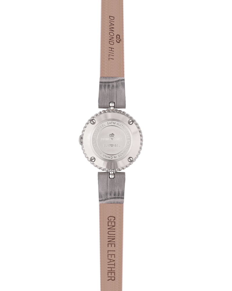 ساعة نسائية ماركة دايموند هيل موديل فضي جلد رمادي BJ170185L