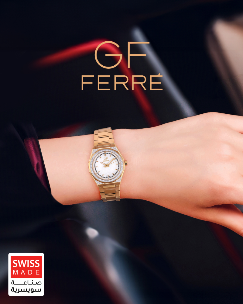 ساعة الماس نسائية ماركة جي اف فيرري ذهبي GF170170L