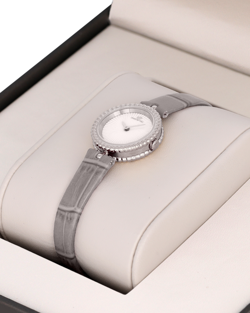 ساعة نسائية ماركة دايموند هيل موديل فضي جلد رمادي BJ170185L