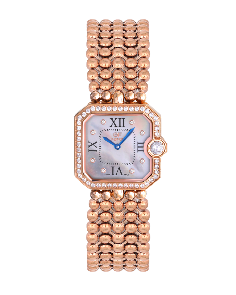 ساعة نسائية ماركة جي اف فيرري صناعة سويسرية روز مينا صدفي GFRG922