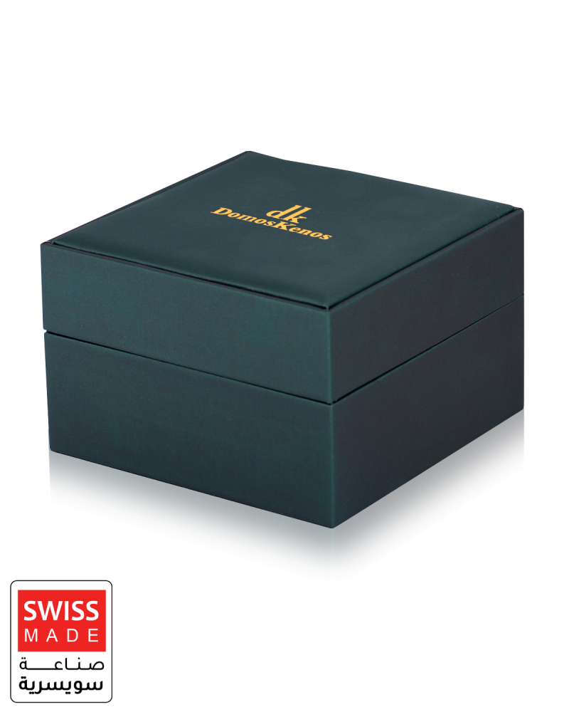 ساعة الماس رجالية ماركة دي كي صناعة سويسرية فضي روز مينا اسود موديل 3210