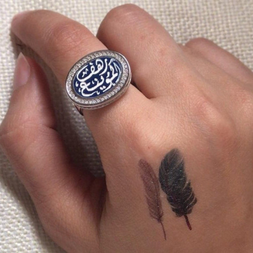 خاتم ملكي بالاسم فضه مع فصوص الزركون
