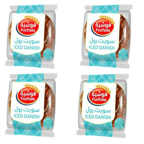 سويت رول بالسكر والقرفة فوشية - 4 حبات