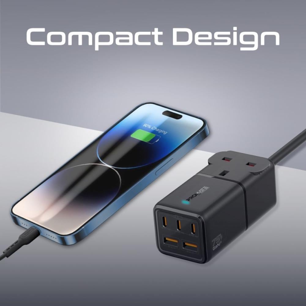 مشترك طاقة GaNFast متعدد المنافذ بقوة 75 واط  -  PowerBrix-GaN75