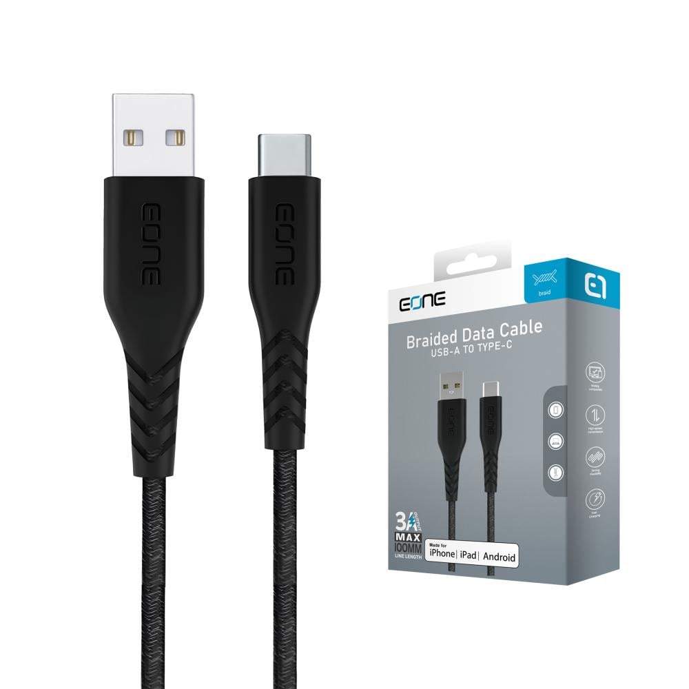كيبل للشحن ونقل البيانات قماش من EONE من USB-A إلي USB-C طول 1.2 متر