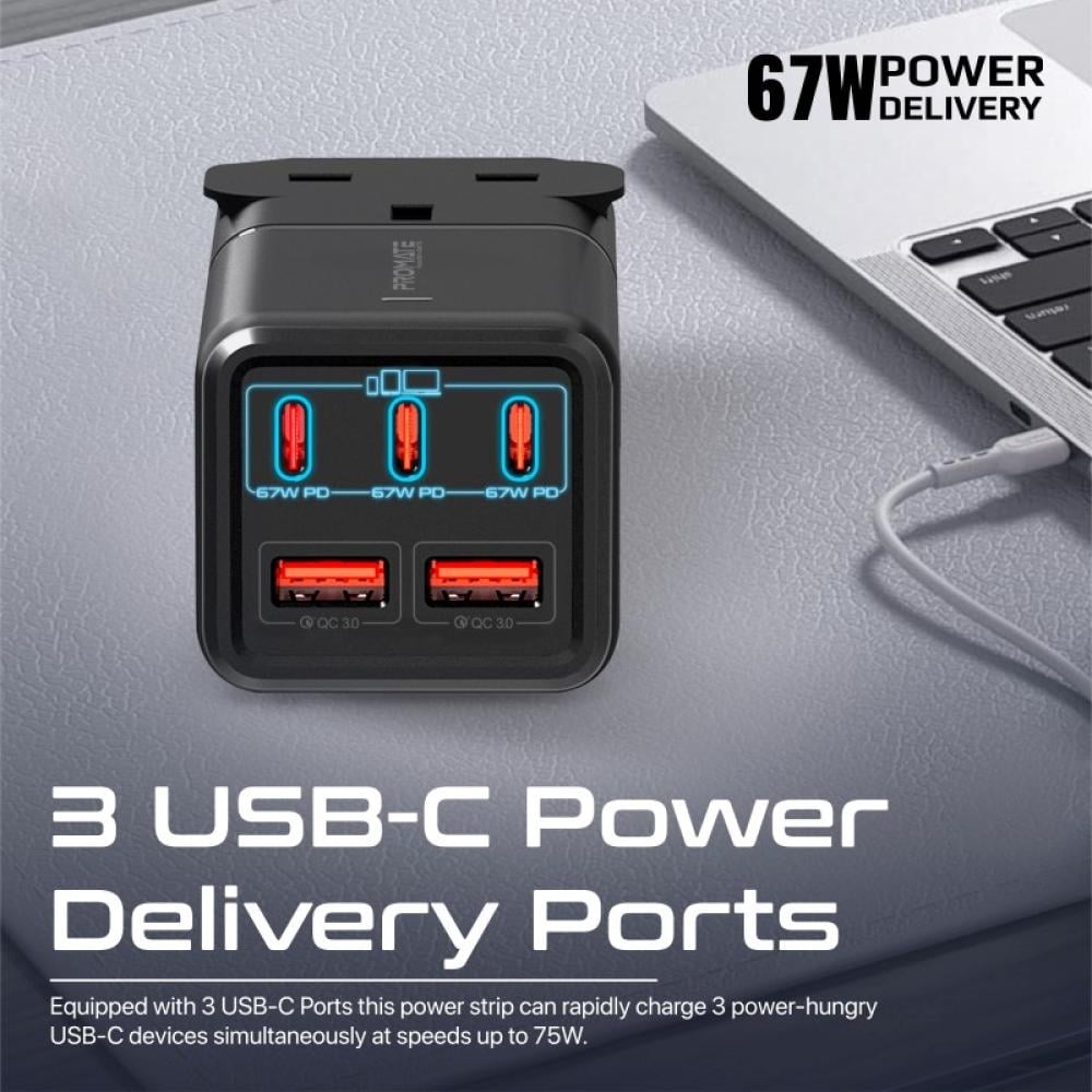 مشترك طاقة GaNFast متعدد المنافذ بقوة 75 واط  -  PowerBrix-GaN75