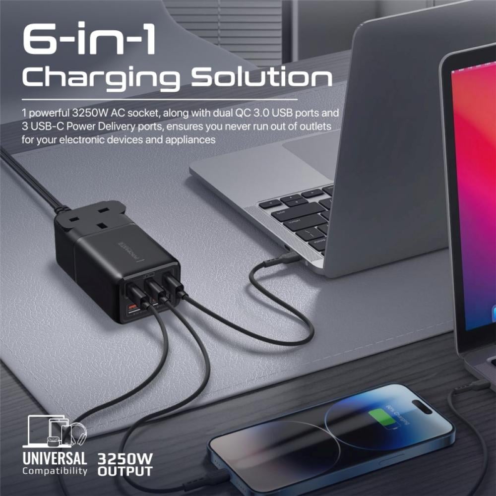 مشترك طاقة GaNFast متعدد المنافذ بقوة 75 واط  -  PowerBrix-GaN75