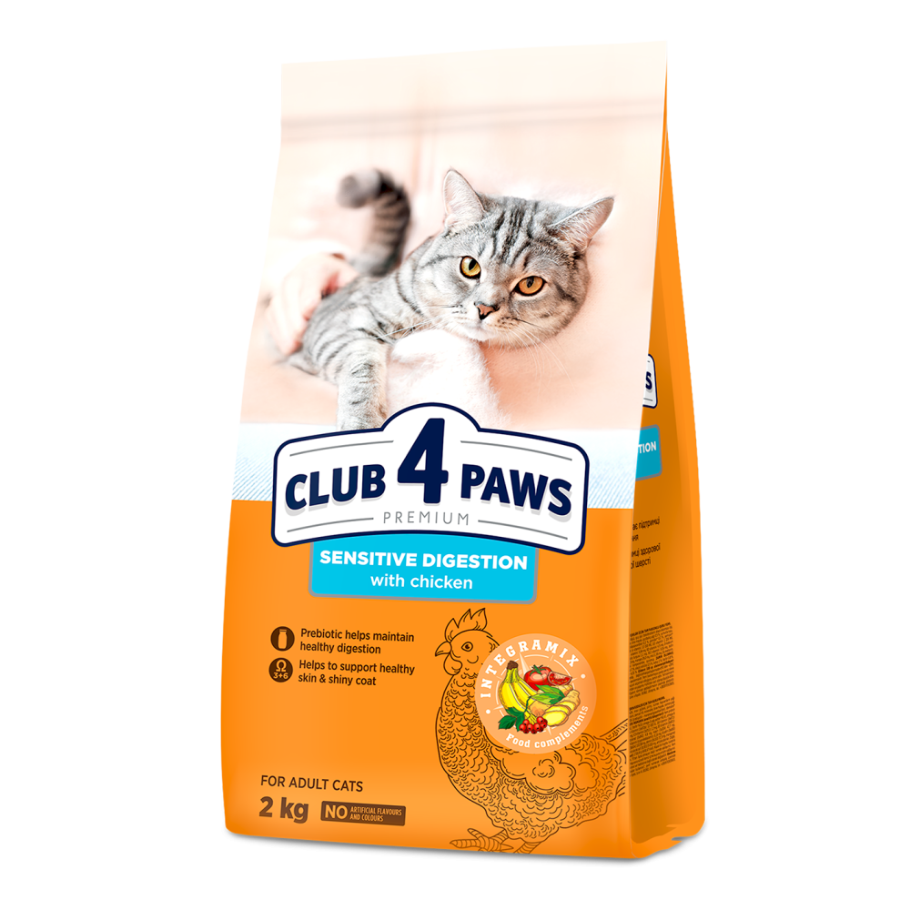 طعام جاف للقطط لحساسية الهضم 2 كيلو CLUB 4 PAWS