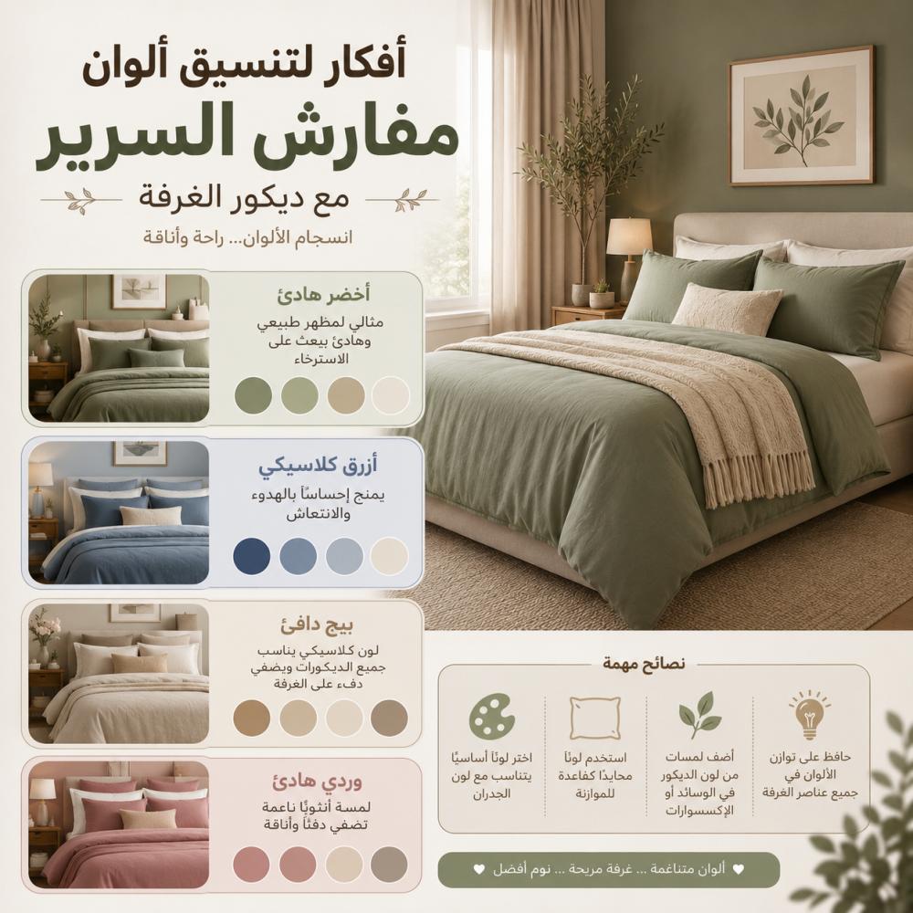 تعرف على أفضل أفكار تنسيق ألوان مفارش السرير مع ديكور الغرفة