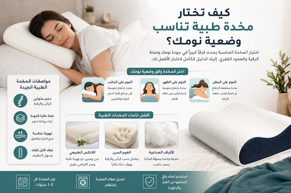 كيف تختار مخدة طبية تناسب وضعية نومك؟