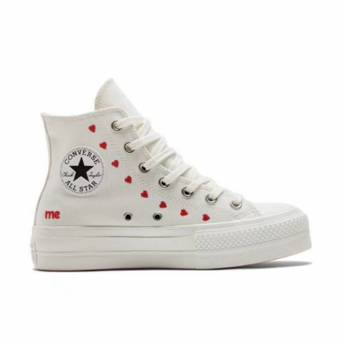 Chuck Taylor All Star Lift Platform Embroidered Hearts High Top