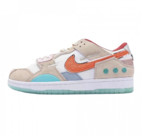 Nike Dunk Low Scrap Shapeless Formless Limitless White/Orange/Blue Rush Orange