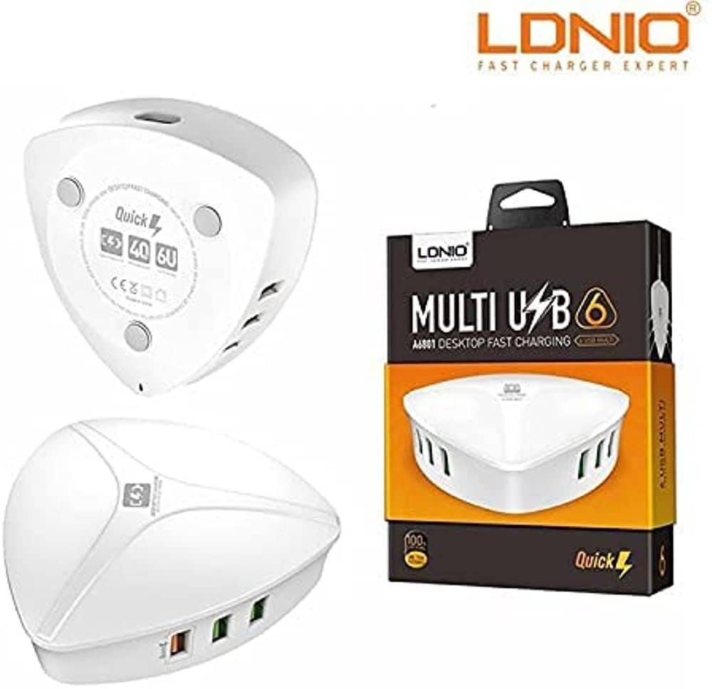 محول شحن سريع متعدد يو اس بي 6 منافذ LDNIO A6801