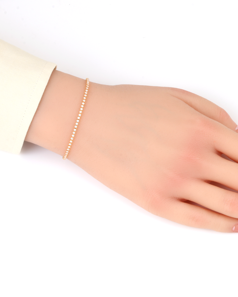 اسوارة يد تنس ذهبية للنساء بلمعة الألماس