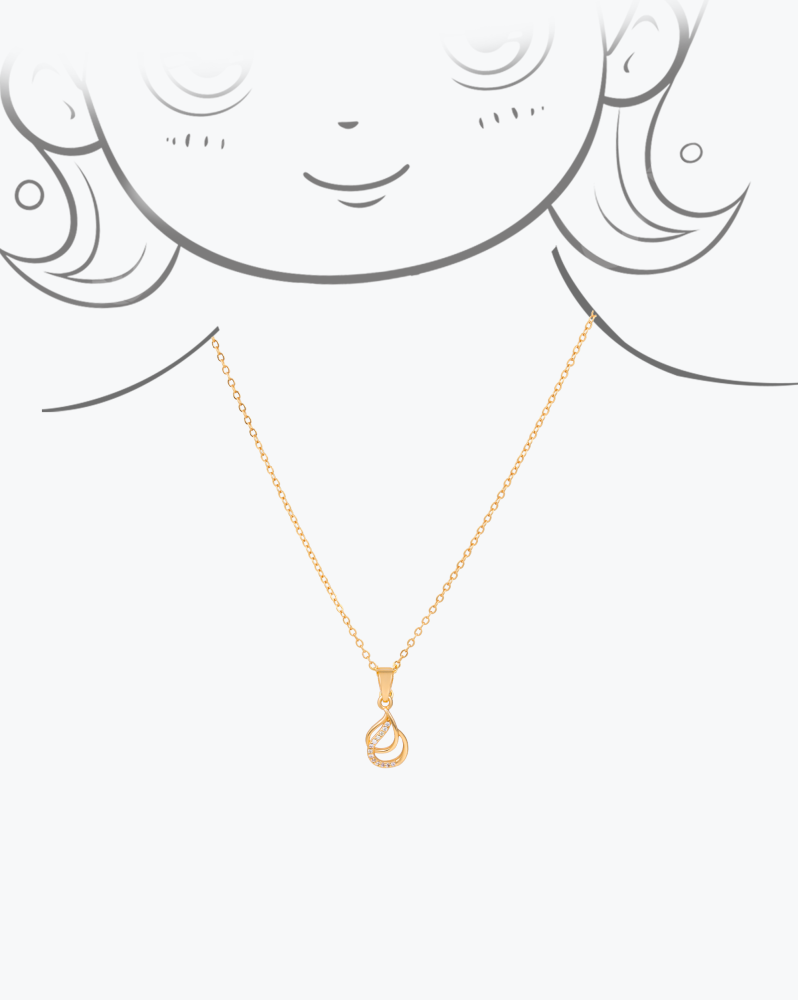 طقم مجوهرات أطفال تصميم ذهبي مرصع بالزركون