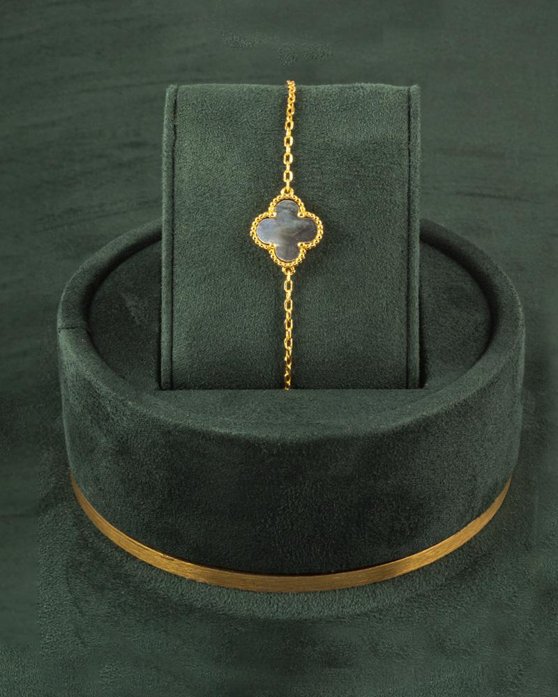 طقم مجوهرات بتصميم عالمي وردة رمادية مع ساعة ذهبية راقية