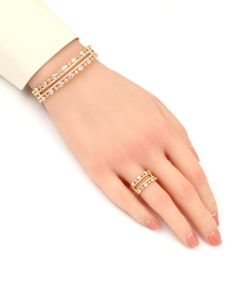 طقم اسوارة وخاتم توينز  مشرق بالزركون المتلألئ