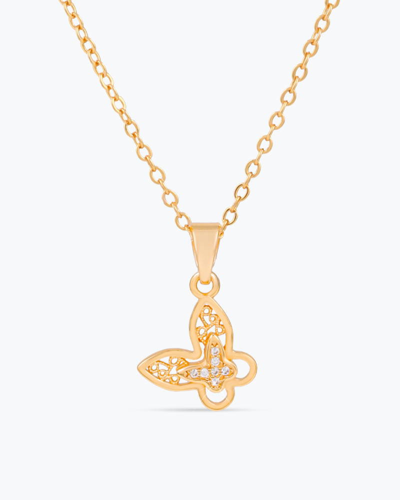 طقم اكسسوارات ذهبية للأطفال بتصميم الفراشة