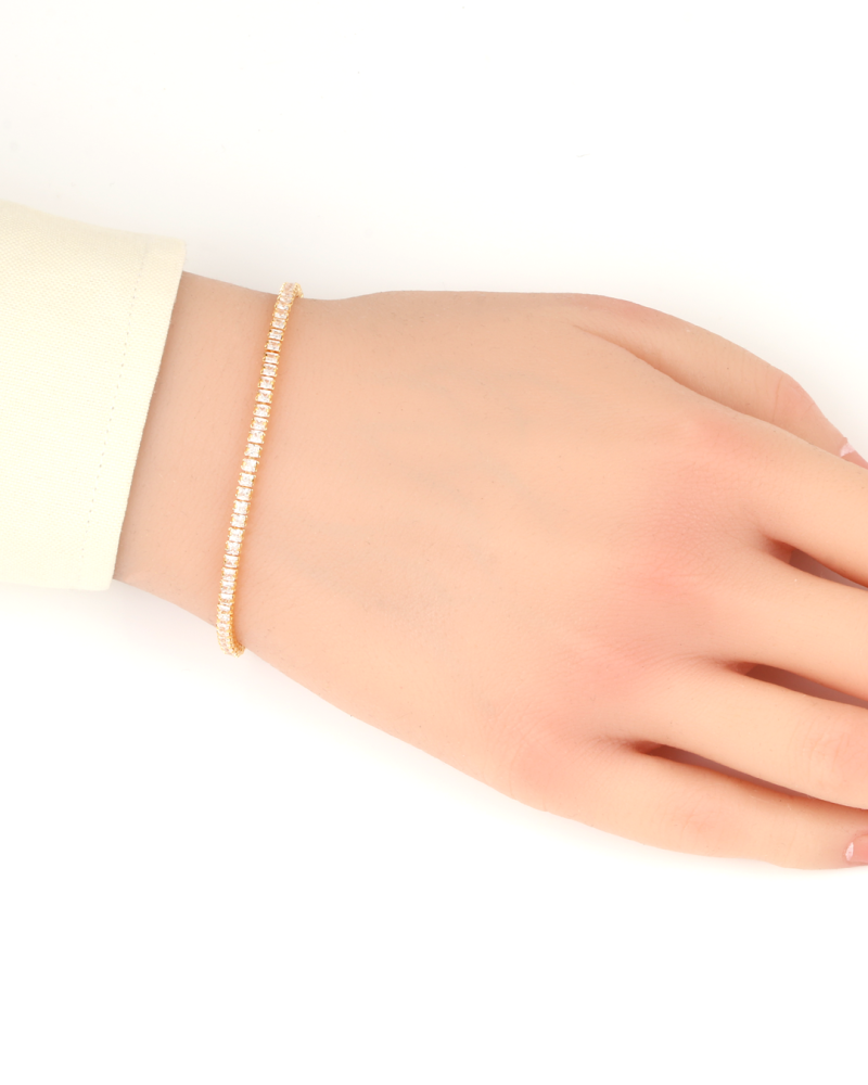 اسوارة نسائية تنس ذهبية بلمعة الألماس