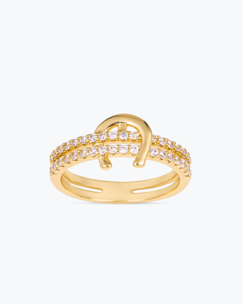 خاتم تنس ذهبي بتصميم حرف A