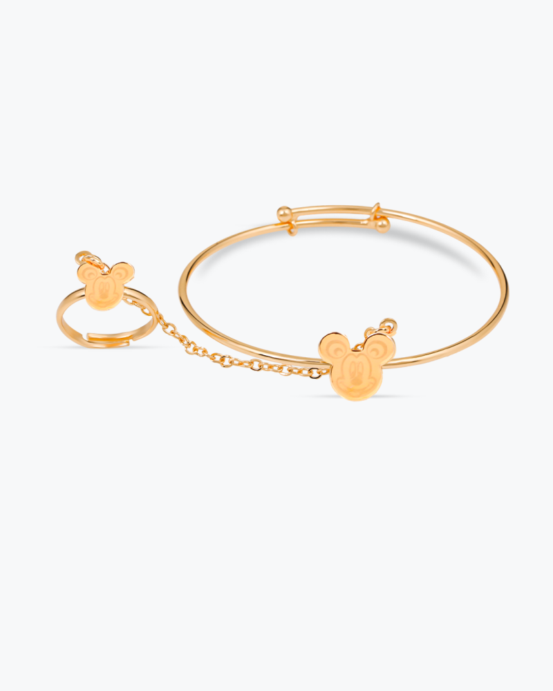 طقم بديل الذهب للاطفال بتصميم وجه دب