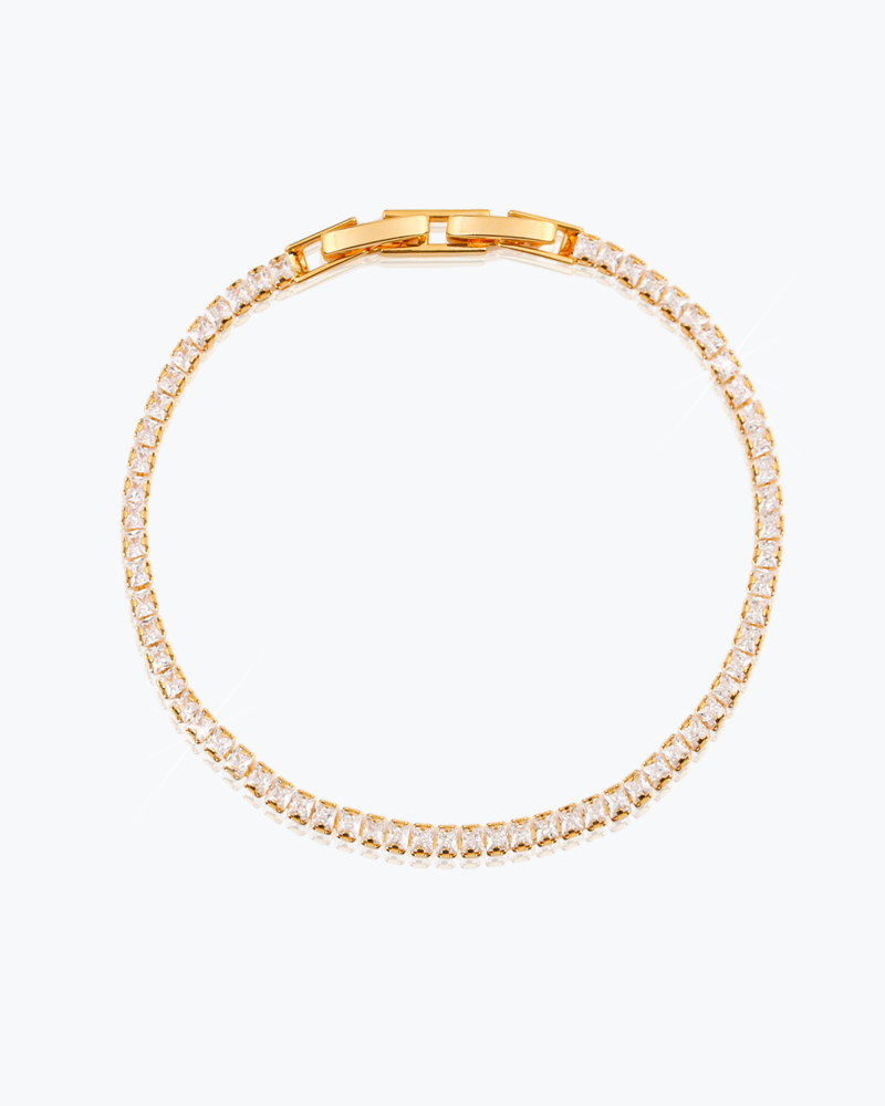 اسوارة نسائية تنس ذهبية بلمعة الألماس