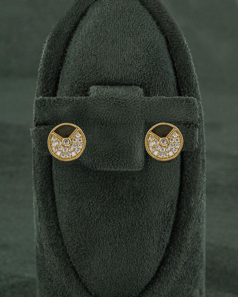 طقم شوكر سلسال وحلق مزين بالزركون تصميم ذهبي