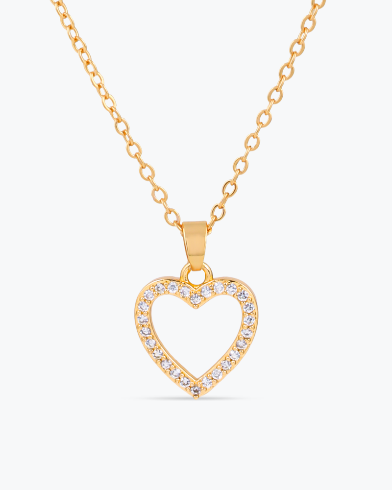 طقم مجوهرات أطفال تصميم القلب المحاط بالزركون الماسي