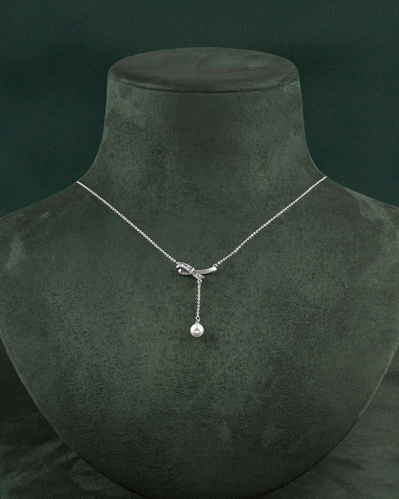 سلسال نسائي فضي بلمعة الألماس