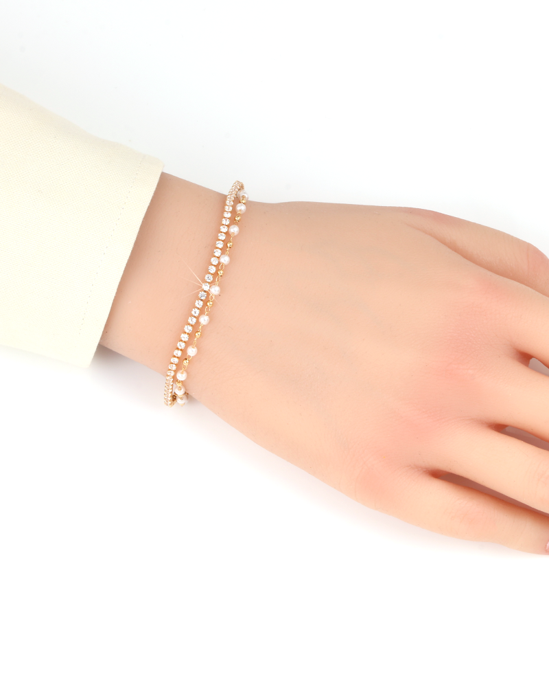 اسوارة زركون نسائية مرصعة بالزركون تصميم ذهبي