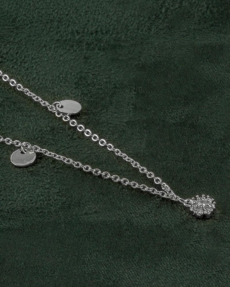 حلق وشوكر فضي مميز بورود الربيع الناعمة المزينة بالزركون