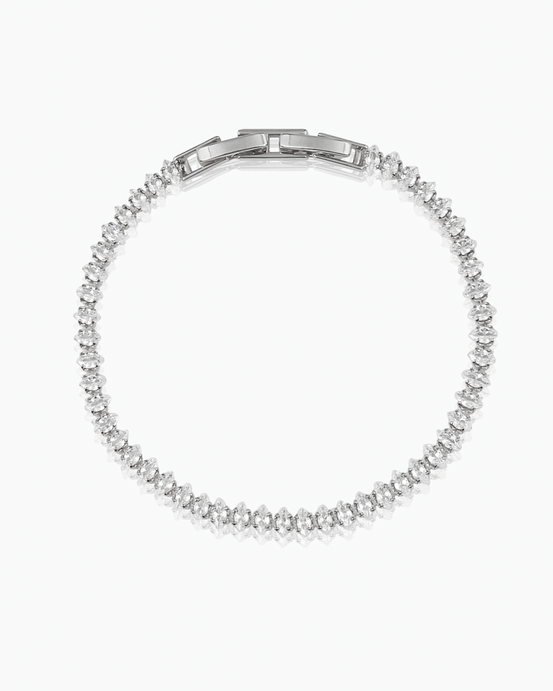 اسوارة نسائية تنس فضية مرصعة بالزركون