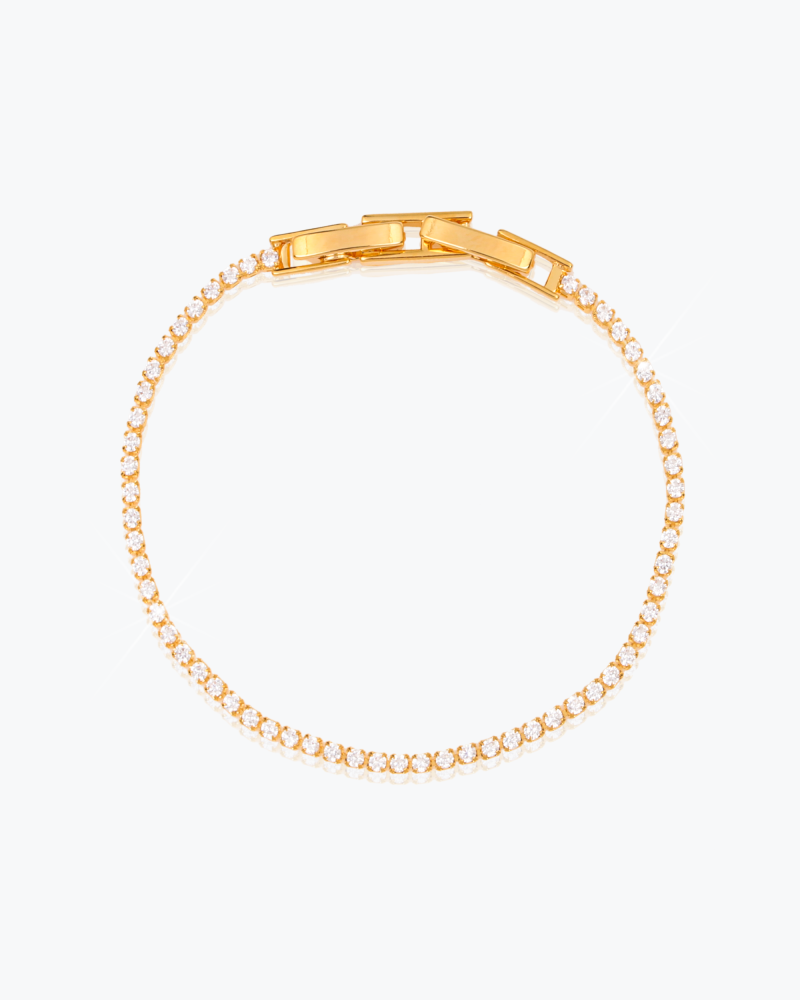 اسوارة يد تنس ذهبية للنساء بلمعة الألماس