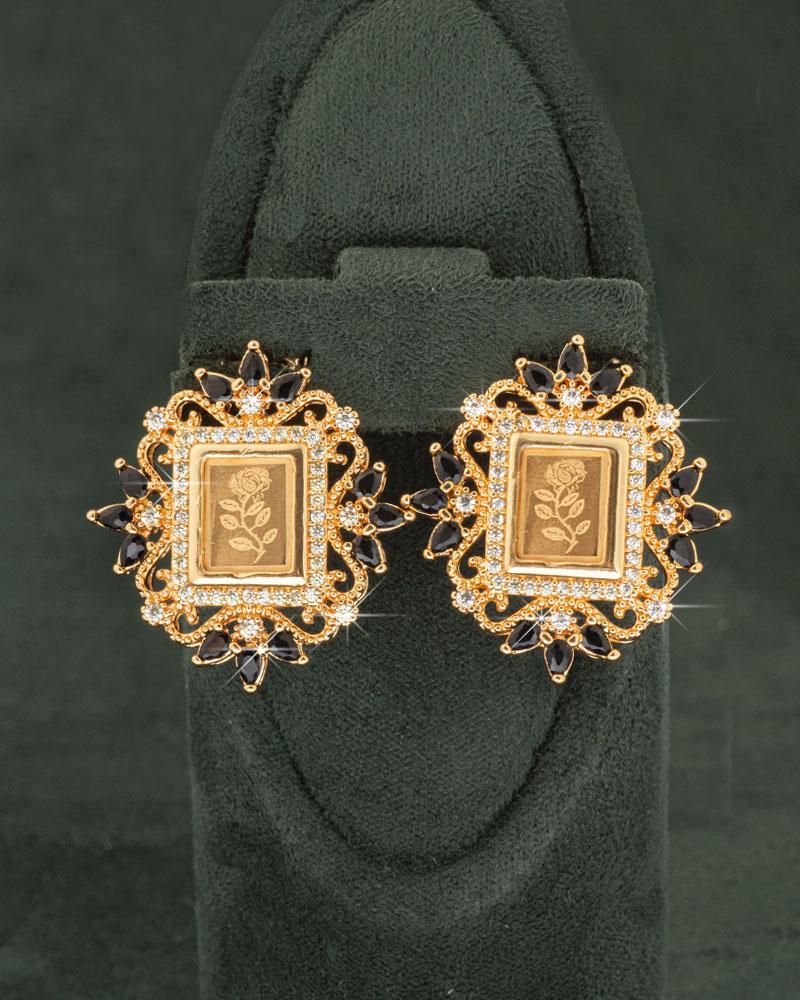 طقم مجوهرات ذهبي بلمعة الألماس مع ساعة ذهبية