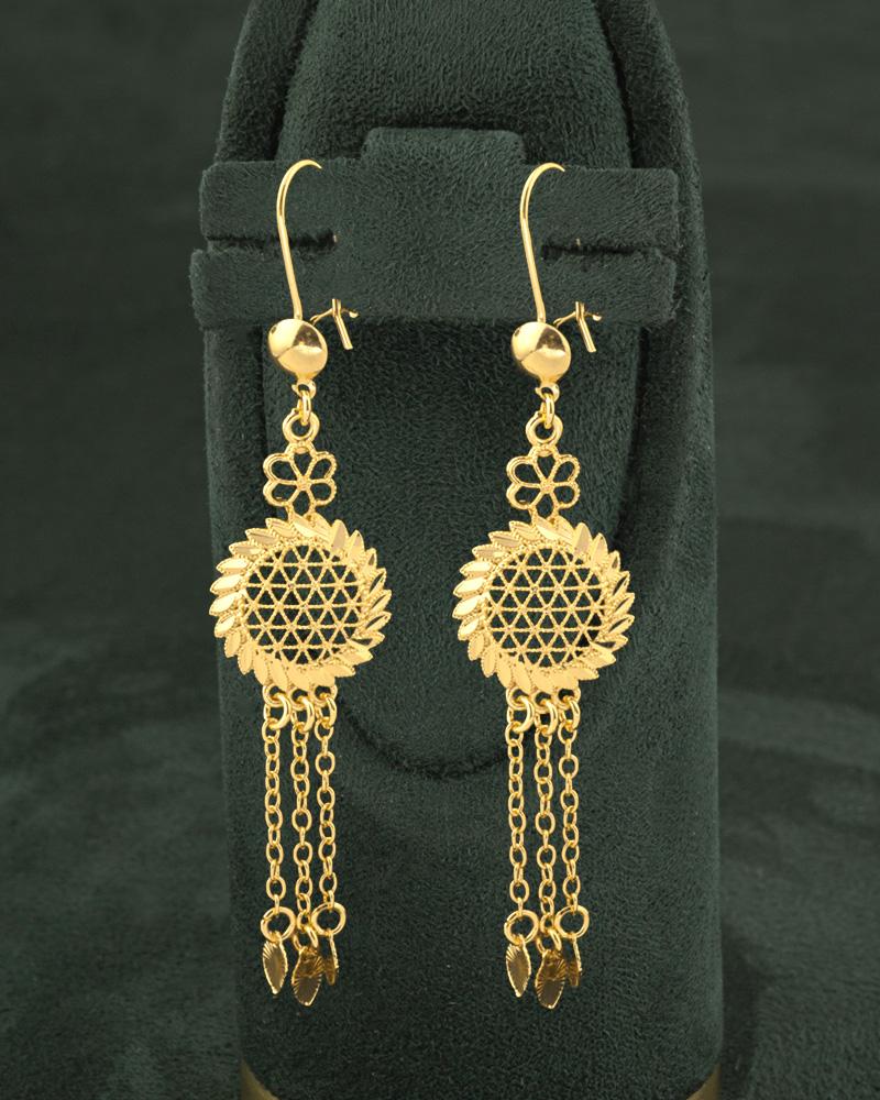 طقم سلسال وحلق متألق بلمعان الذهب