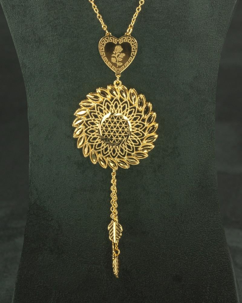 طقم سلسال وحلق متألق بلمعان الذهب